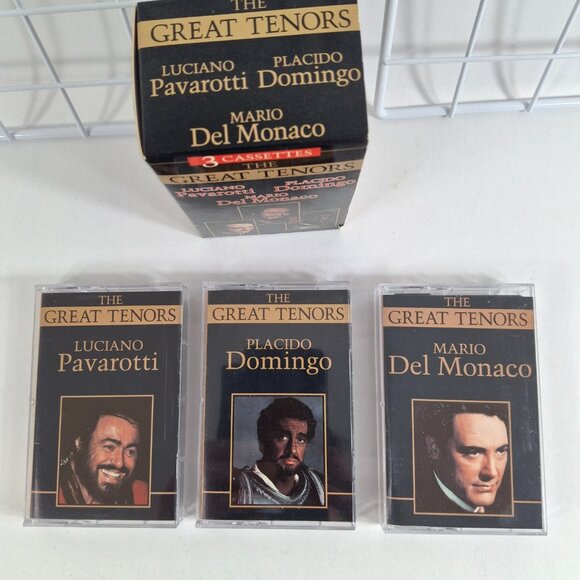 Vintage The Great Tenors Pavarotti Domingo Del Monaco 3 Cassette Tape Set Madacy - Picture 10 of 15